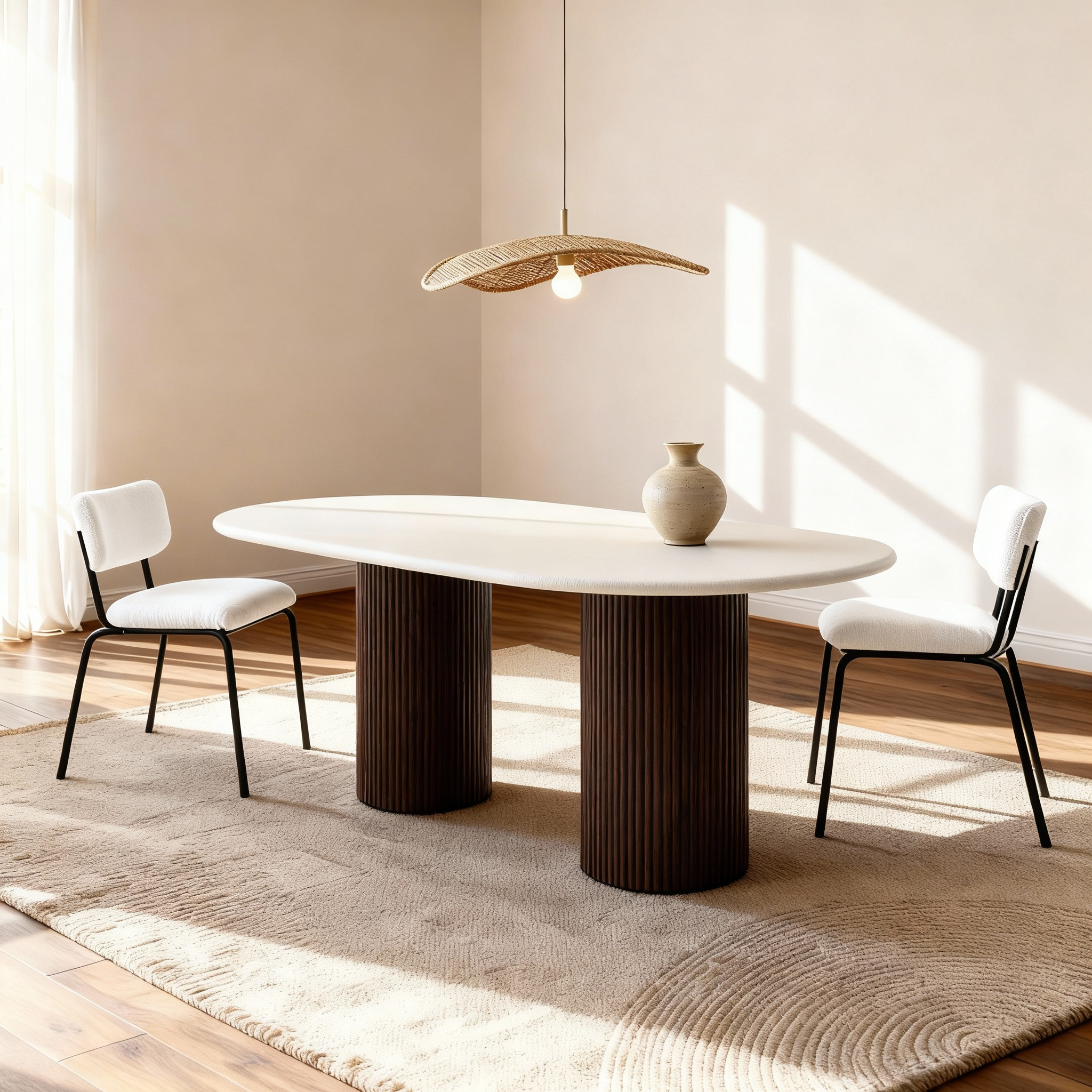 Flo Walnut Lino 6-Seater Dining Table