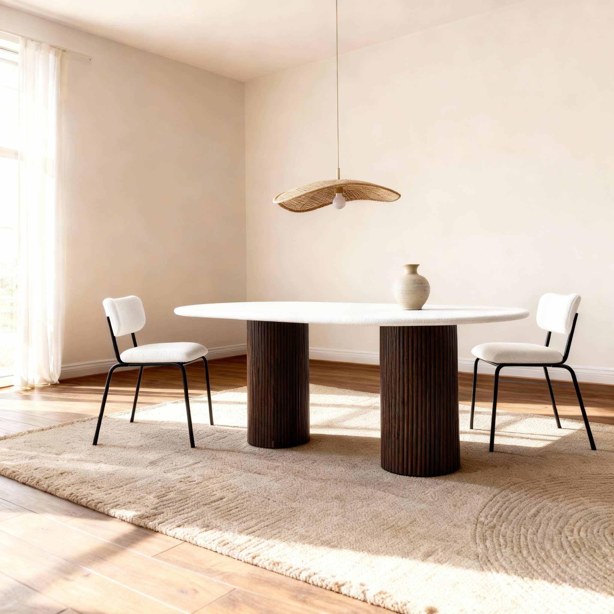 Flo Walnut Lino 6-Seater Dining Table