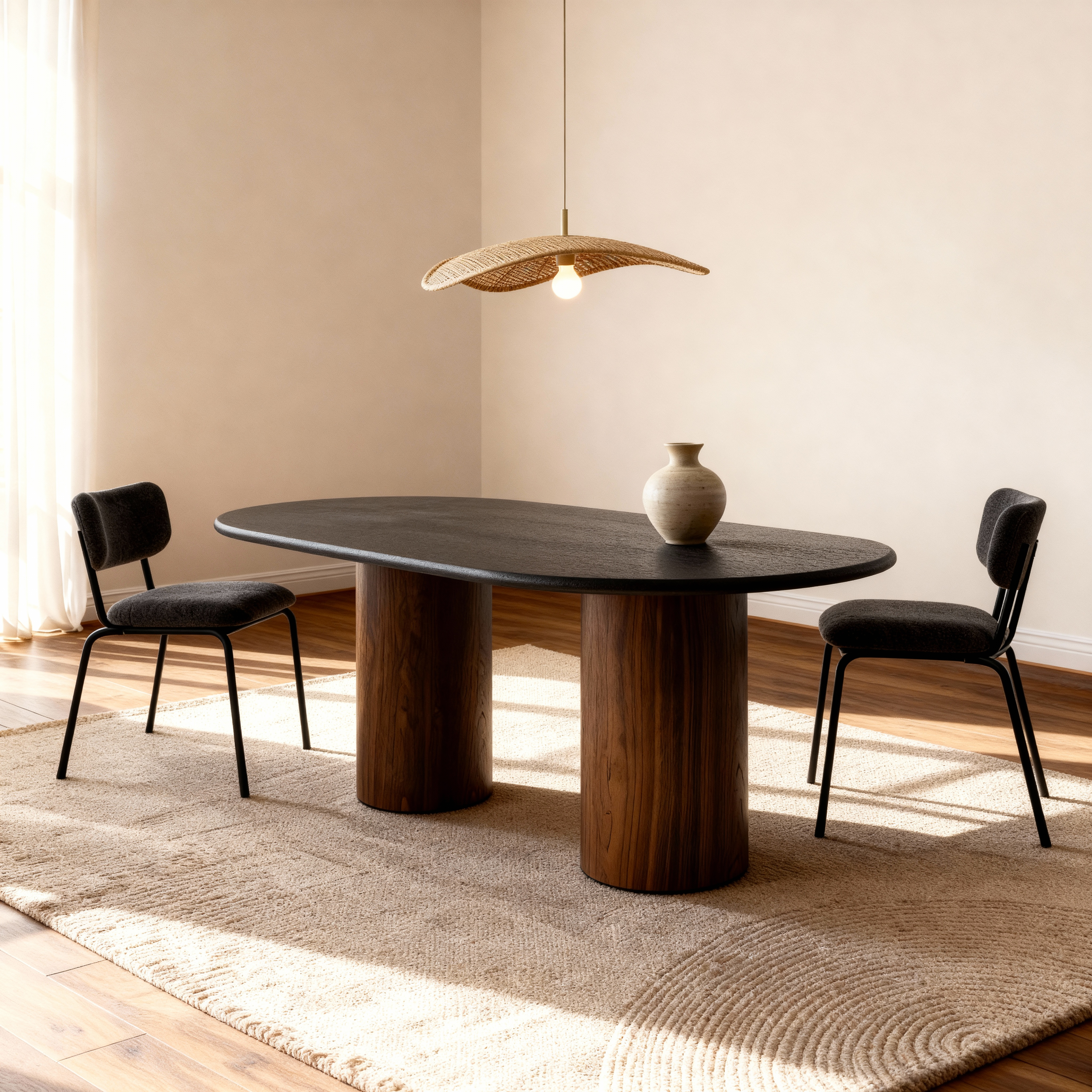 Flo Walnut 6-Seater Dining Table