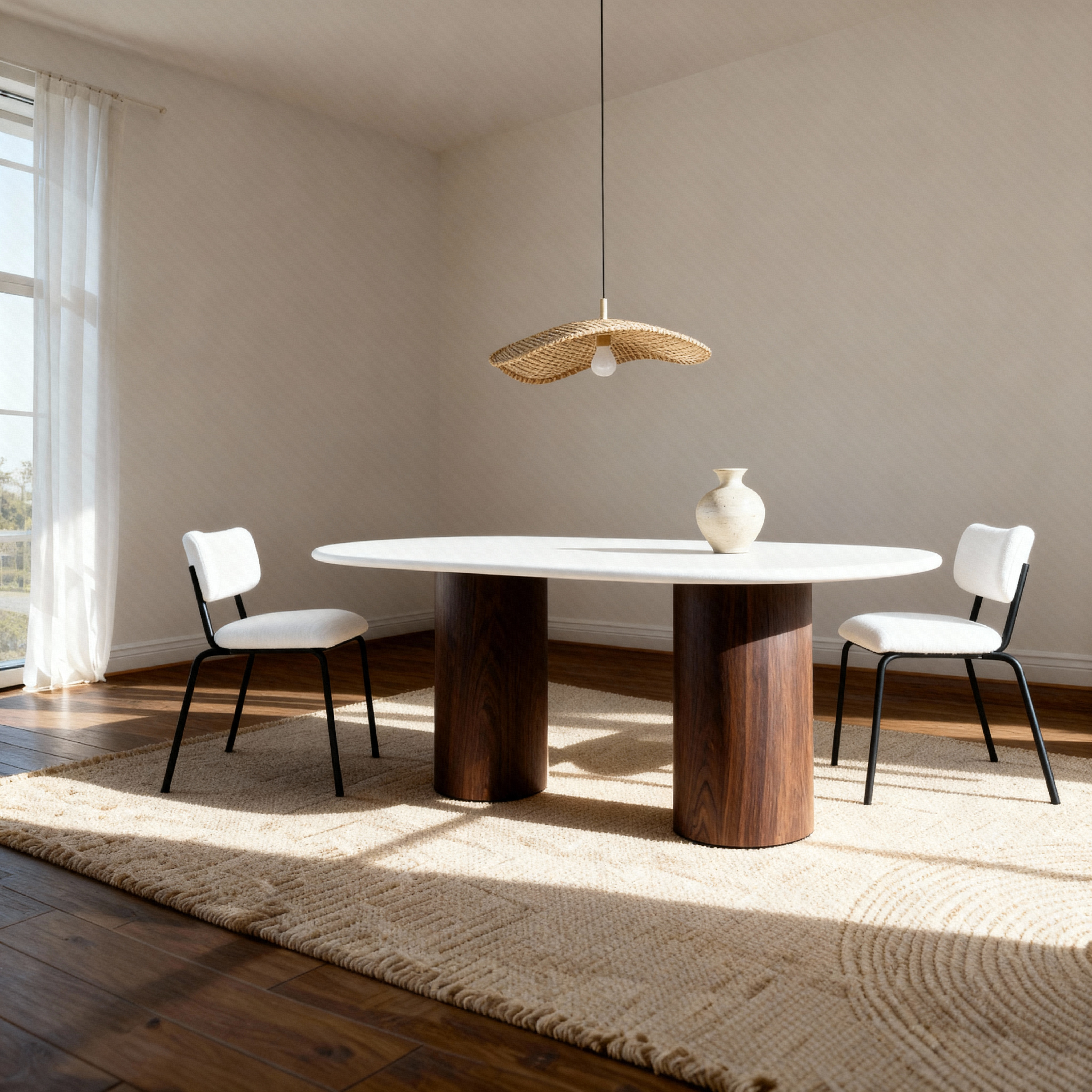 Flo Walnut 6-Seater Dining Table Veneer