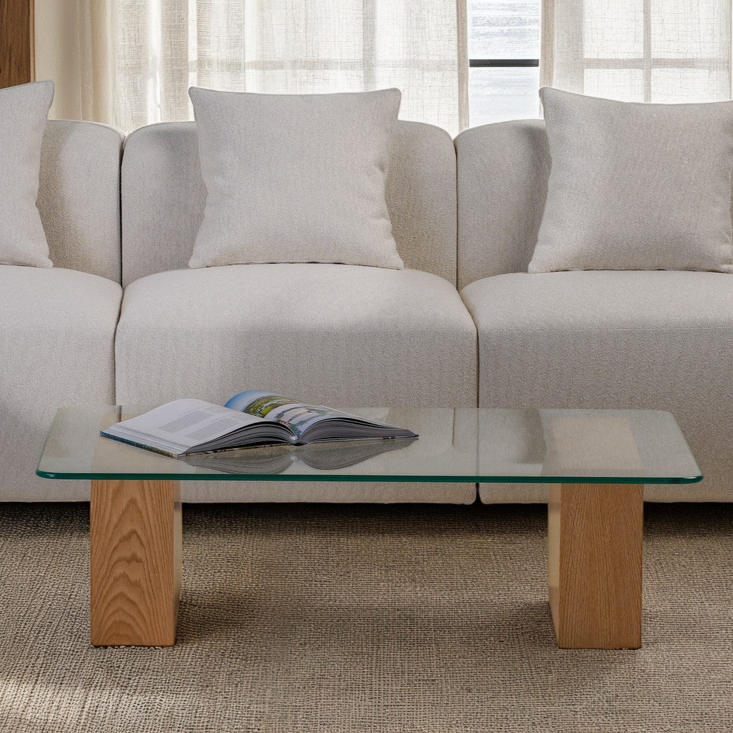 Block Glass Top Coffee Table