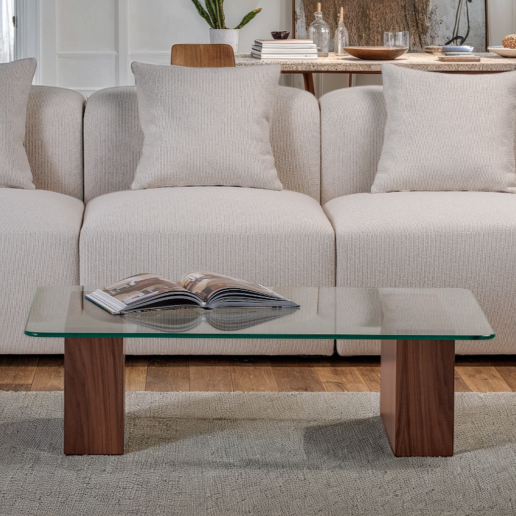 Block Glass Top Coffee Table