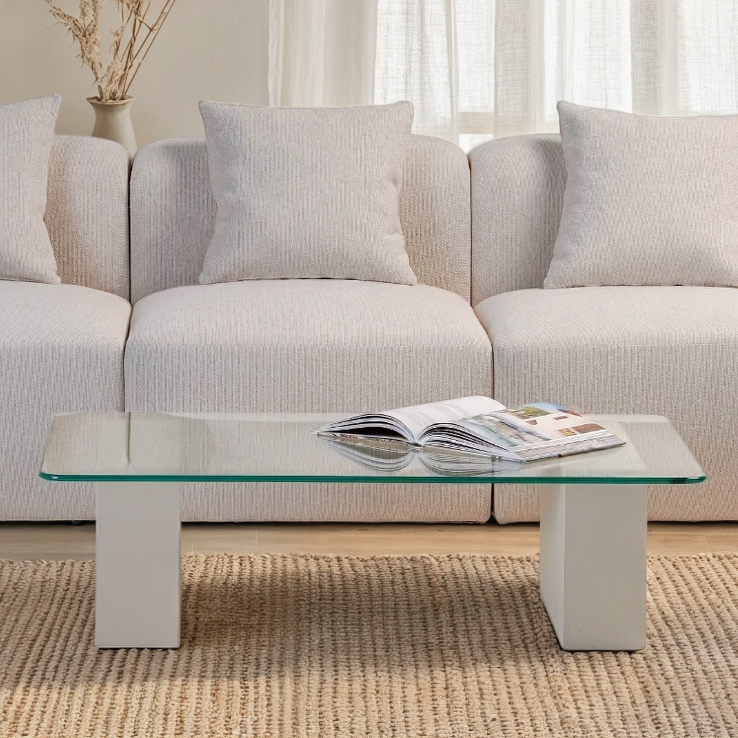 Block Glass Top Coffee Table