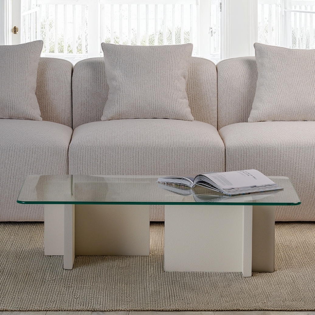Cross Glass Top Coffee Table
