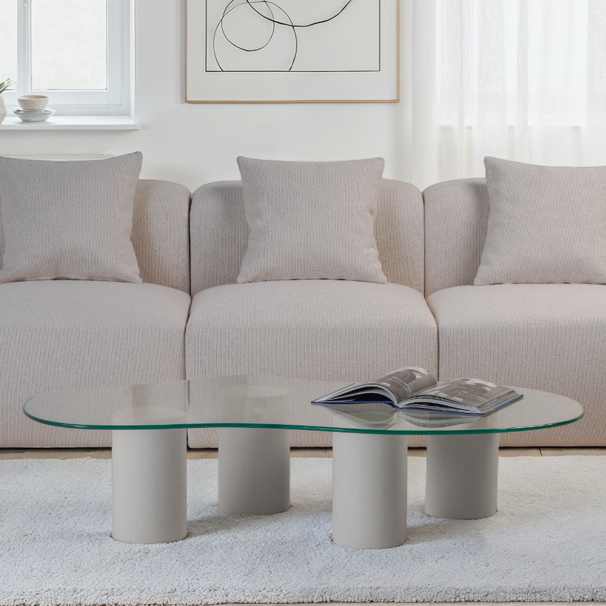Cloudy Glass Top Coffee Table