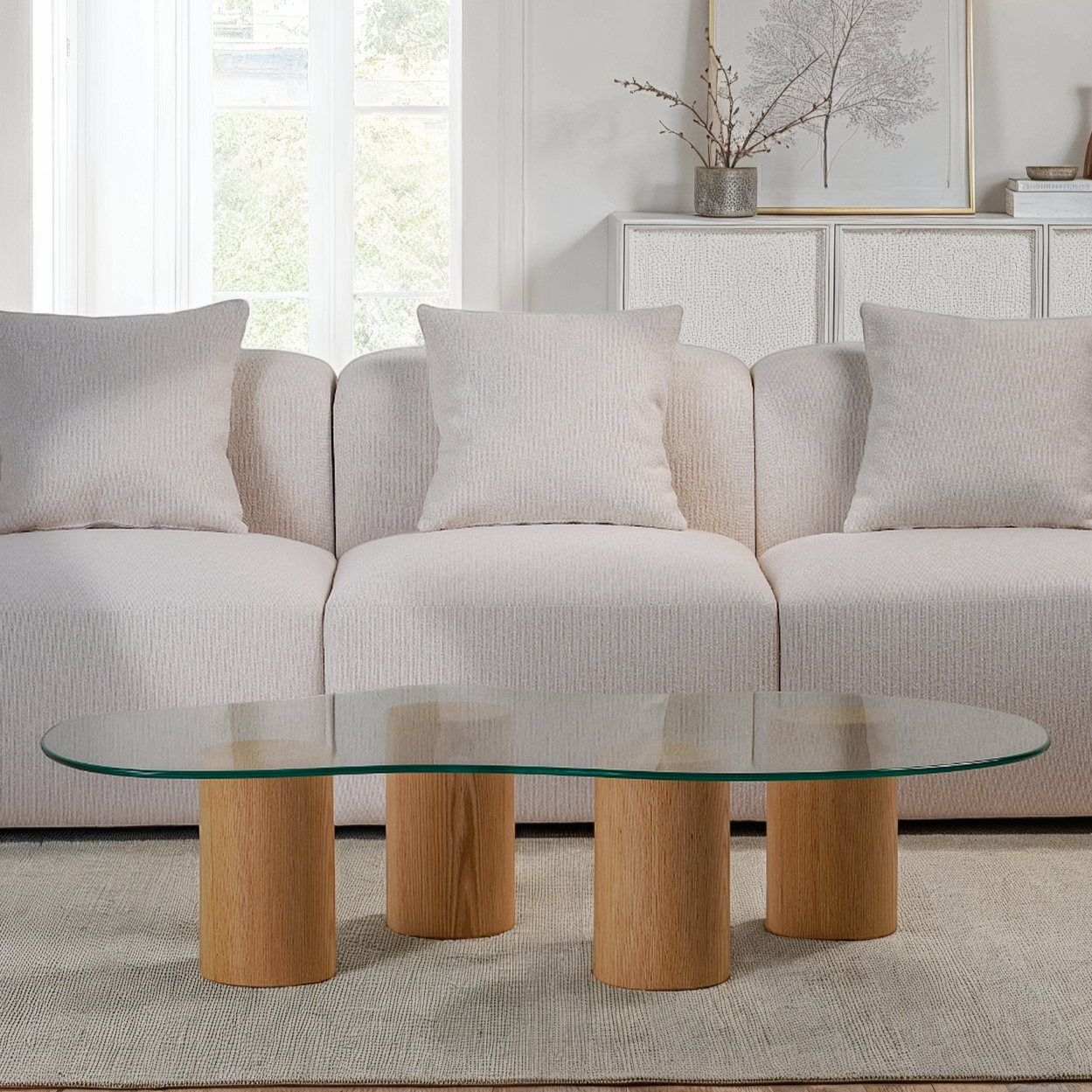 Cloudy Glass Top Coffee Table