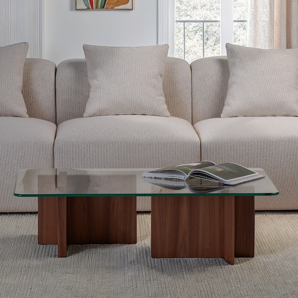 Cross Glass Top Coffee Table