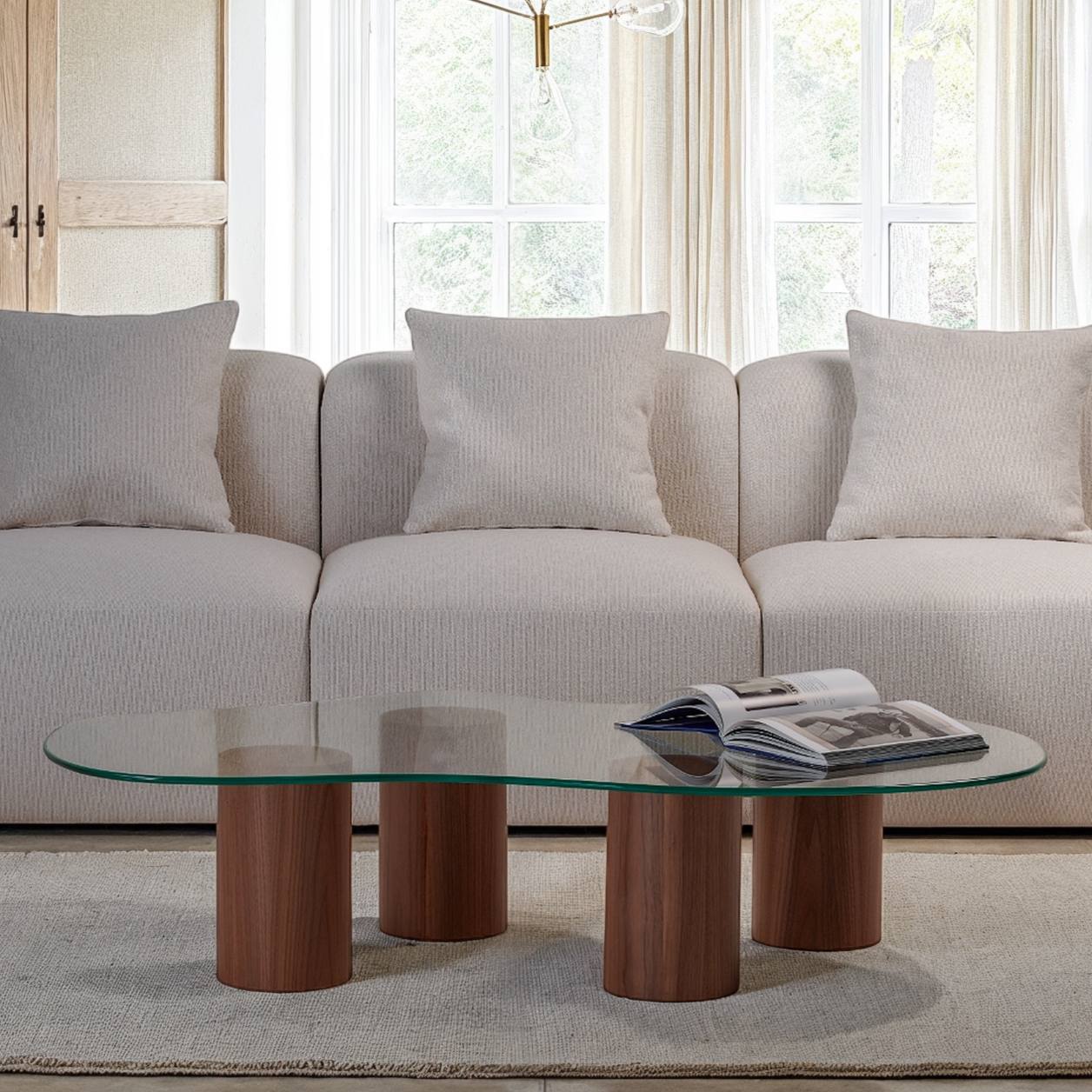 Cloudy Glass Top Coffee Table