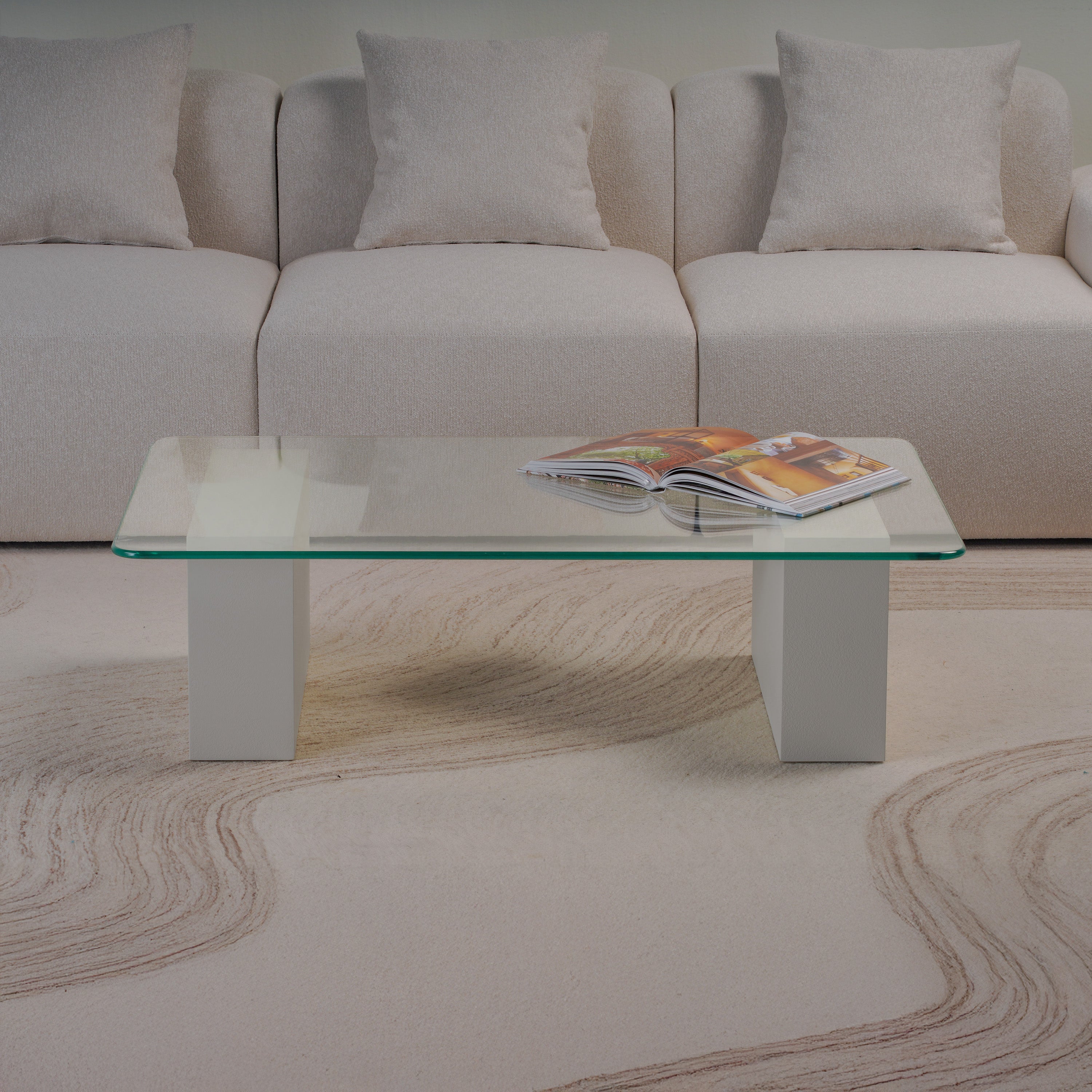 Block Glass Top Coffee Table