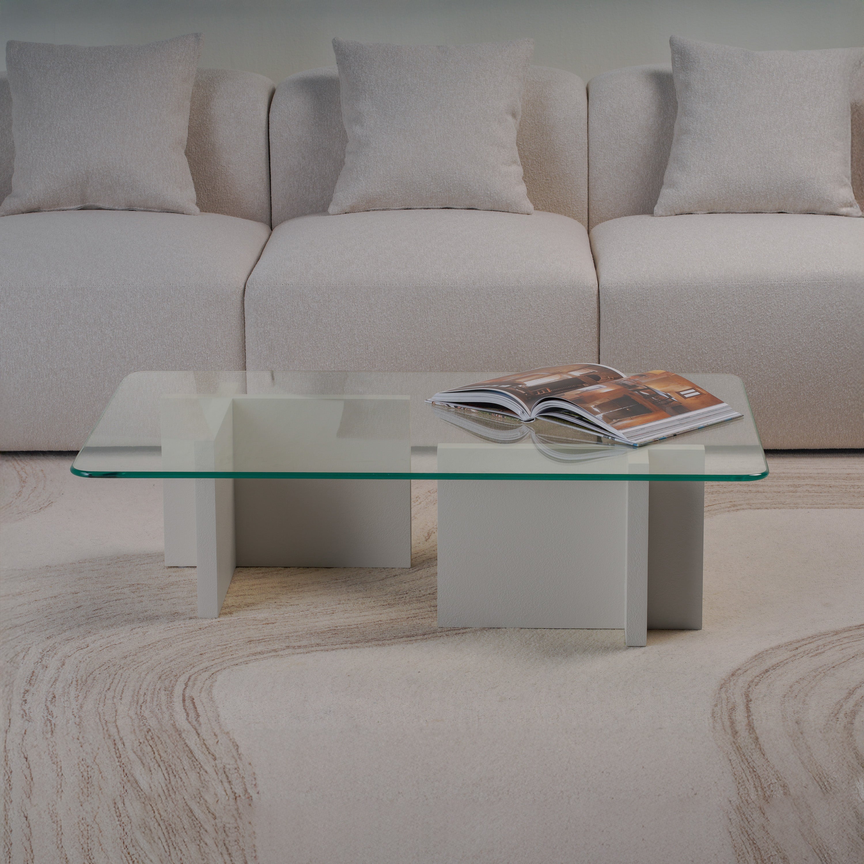 Cross Glass Top Coffee Table