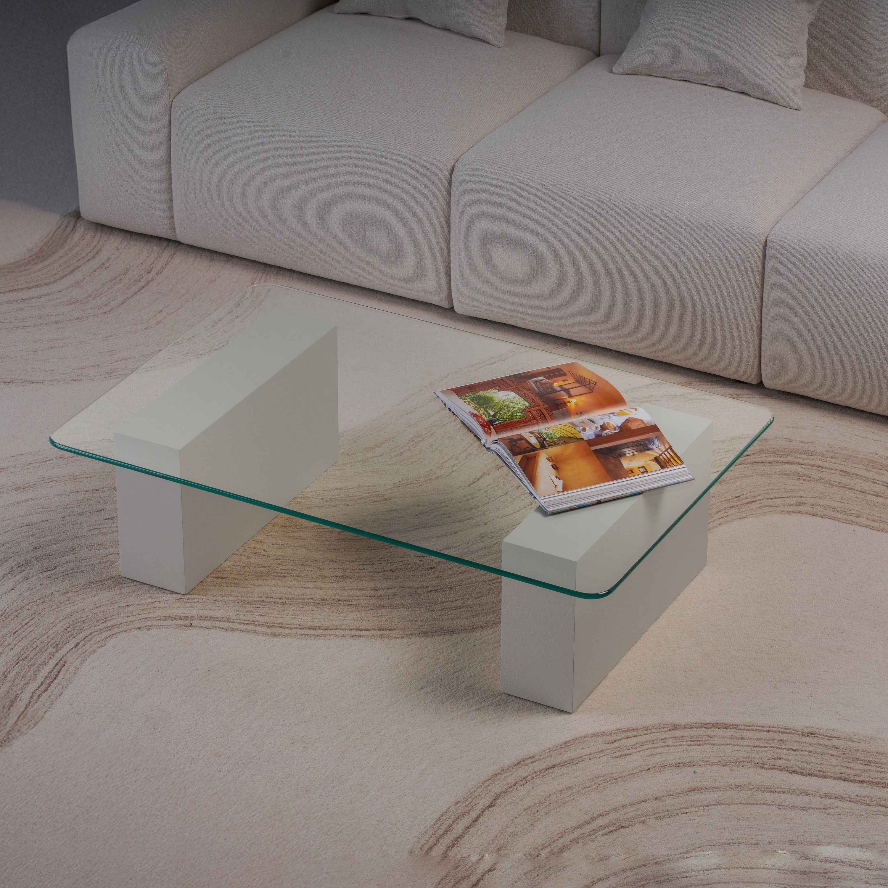 Block Glass Top Coffee Table