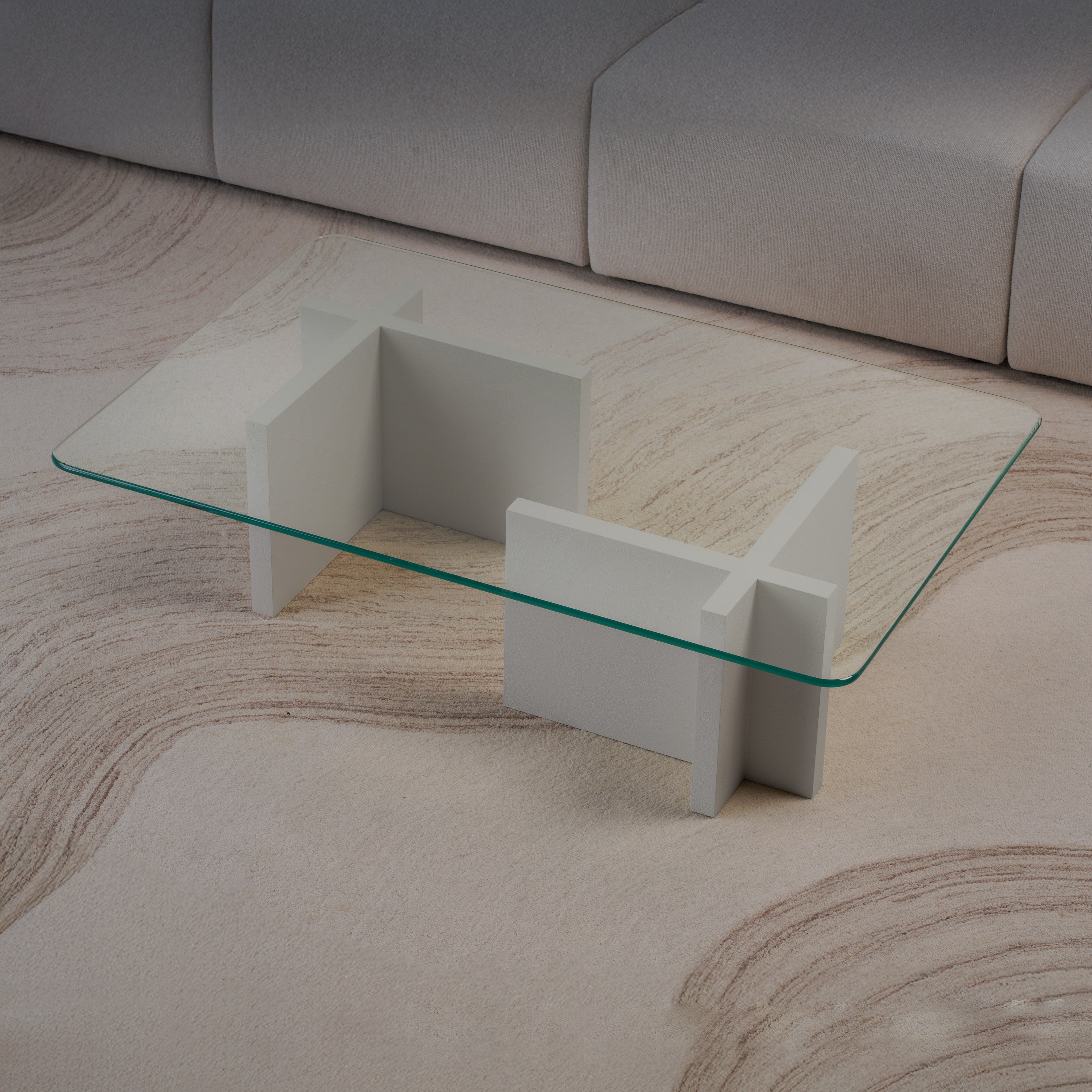 Cross Glass Top Coffee Table