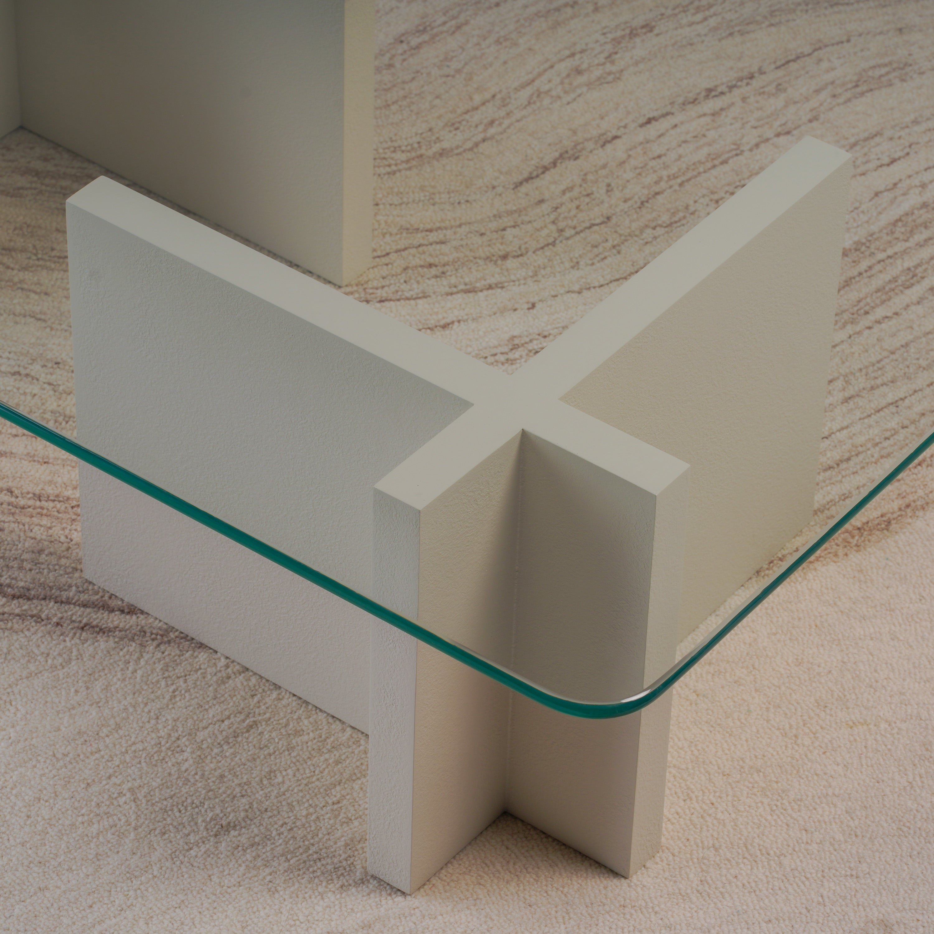 Cross Glass Top Coffee Table