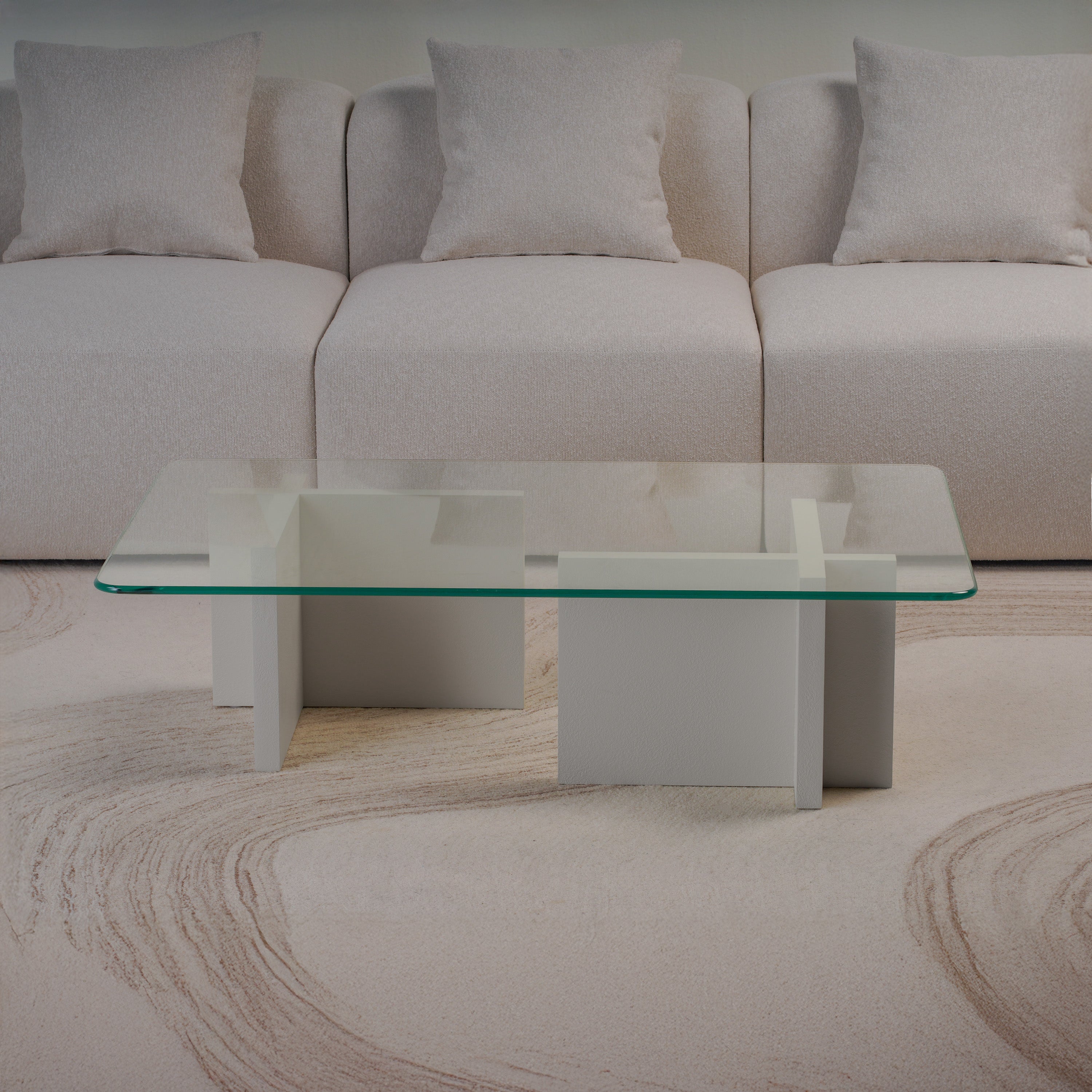 Cross Glass Top Coffee Table