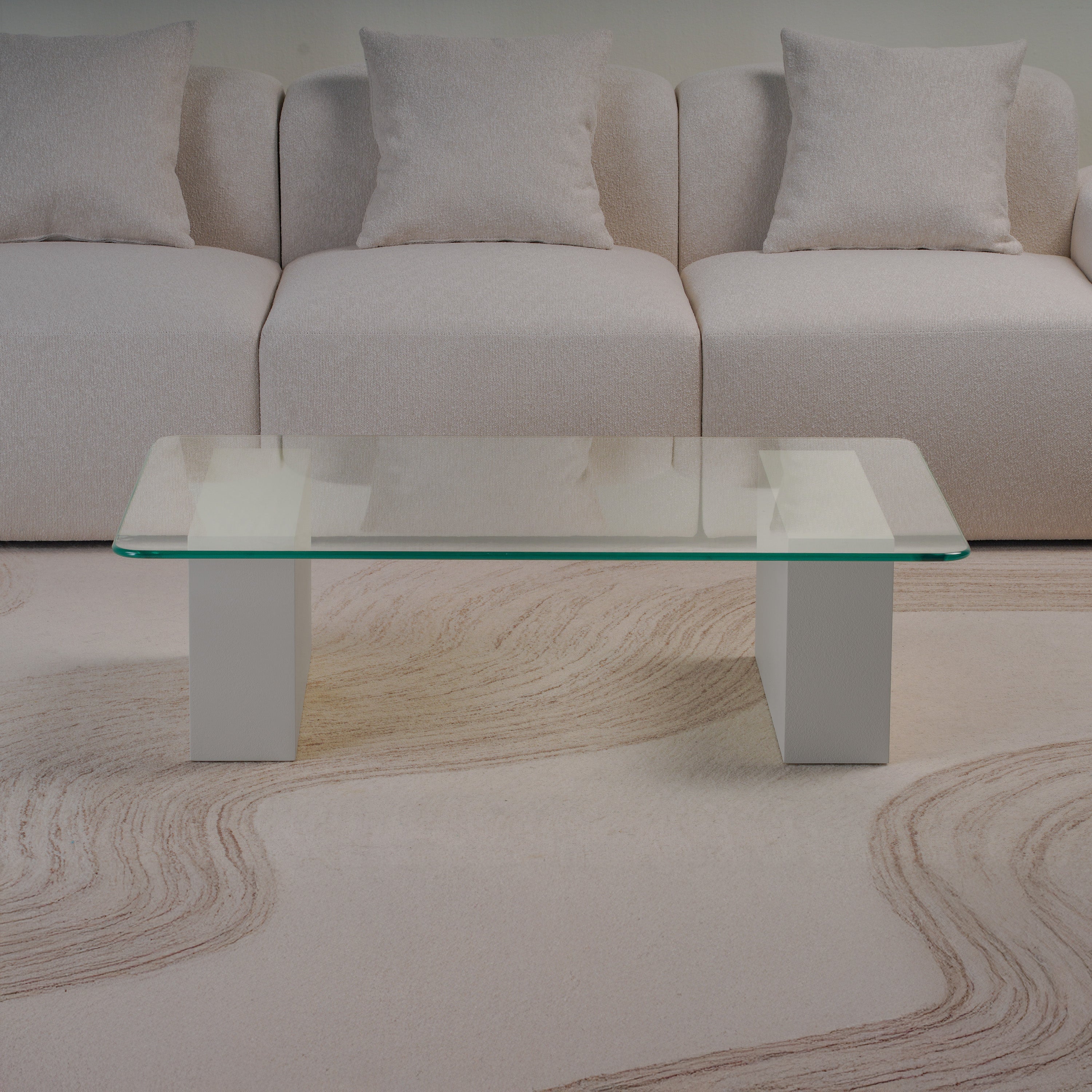 Block Glass Top Coffee Table