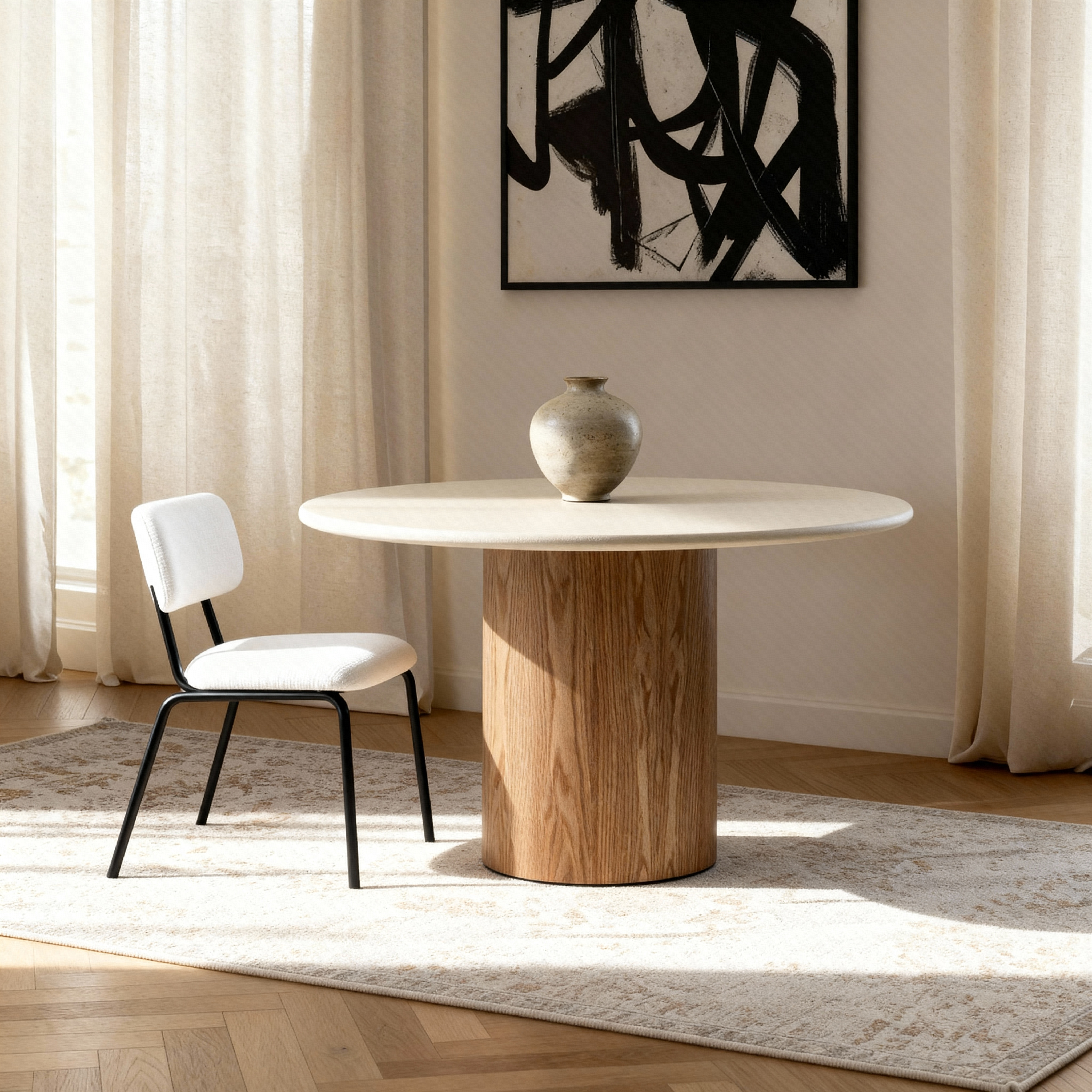 Lumo 4-Seater Dining Table - Oak Veneer